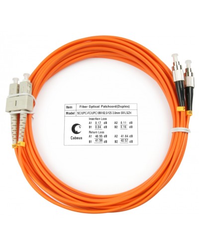 Шнур оптический duplex SC-FC 62,5/125 mm 15м LSZH Cabeus FOP-62-SC-FC-15m в Симферополе Патч-корды оптические Pintop.ru