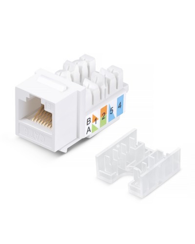 Вставка Keystone Jack RJ-45, категория 6, заделка тип 110, белая, со стяжкой Cabeus KJ-RJ45-Cat.6-90-SW в Симферополе Модули Keystone Pintop.ru