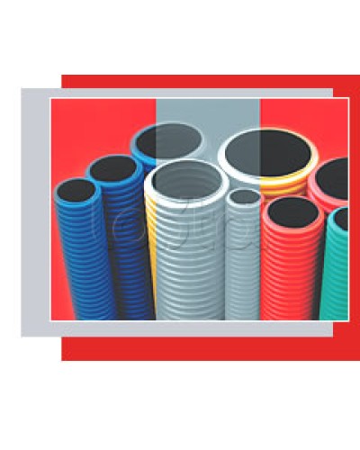 NR110 Двустенная труба ПНД жёсткая, тип 750, SN16, D110мм (1шт=6м) цвет красный Экопласт (80110-6) в Симферополе Труба гофрированная Pintop.ru