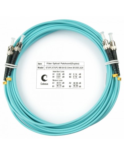 Шнур оптический duplex ST-ST 50/125 mm OM3 15м LSZH Cabeus FOP-50-ST-ST-15m в Симферополе Патч-корды и пигтейлы Pintop.ru