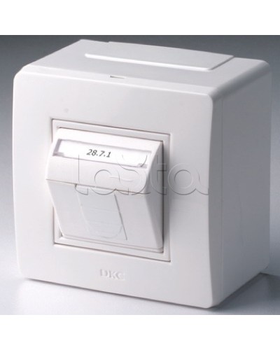Коробка в сборе с 1 розеткой RJ45, кат.5е (телефон / компьютер), белая DKC 10665 в Симферополе Распределительные коробки Pintop.ru