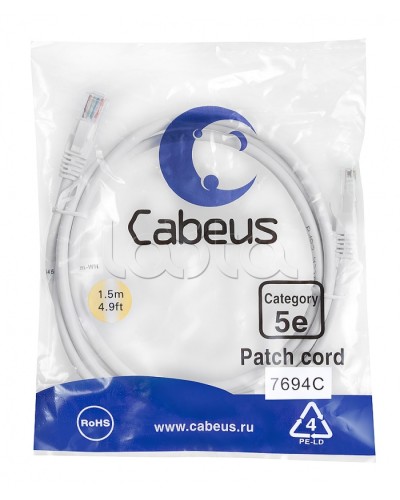 Патч-корд медный U/UTP кат.5е (1,5м) LSZH (белый) Cabeus (PC-UTP-RJ45-Cat.5e-1.5m-WH-LSZH) в Симферополе Патчкорды (медные) Pintop.ru