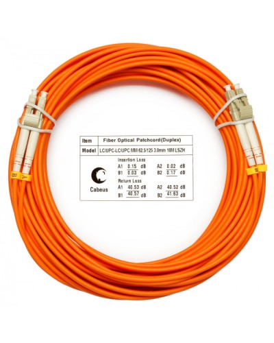 Шнур оптический duplex LC-LC 62,5/125 mm 20м LSZH Cabeus FOP-62-LC-LC-20m в Симферополе Патч-корды оптические Pintop.ru