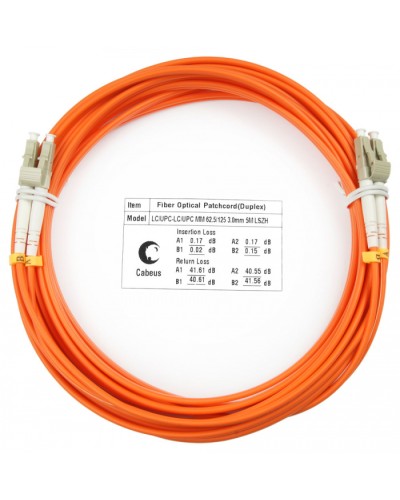 Шнур оптический duplex LC-LC 62,5/125 mm 5м LSZH Cabeus FOP-62-LC-LC-5m в Симферополе Патч-корды оптические Pintop.ru