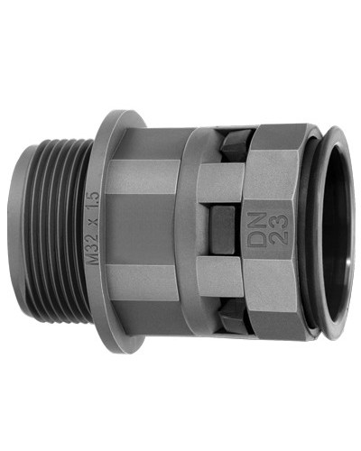 Муфта труба-коробка DN 10 мм, М16х1,5, полиамид, цвет черный DKC PAM10M16N в Симферополе Повороты, муфты, тройники Pintop.ru