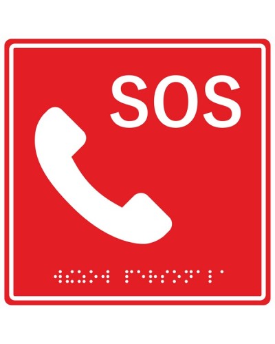 Табличка тактильная с пиктограммой SOS с трубкой Hostcall MP-010R2 в Симферополе Система оповещения и трансляции Hostcall Pintop.ru
