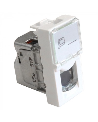 Вставка Mosaic 22.5x45, RJ-45 STP, кат.5e, со шторкой и увеличенным окном маркировки, белая LANMASTER LAN-SIP-22S5E-WH в Симферополе Модули Keystone Pintop.ru